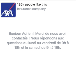 Message Accueil AXA Messenger